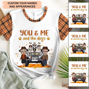 Personalzied You & Me And The Dogs Fall Season Couple 3D T-shirt Printed PNPVD1307