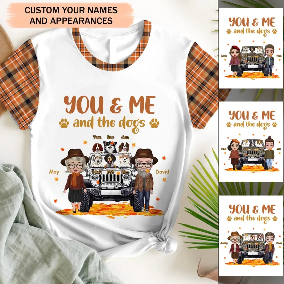 Personalzied You & Me And The Dogs Fall Season Couple 3D T-shirt Printed PNPVD1307