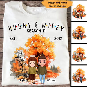Personalized Fall Season Couple Hubby & Wifey Season 11 EST 2012 T-Shirt Printed HTHHN1407