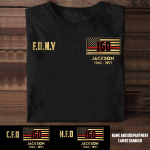 Personalized US Firefighter Red Line Flag Tshirt Printed QTKH1807
