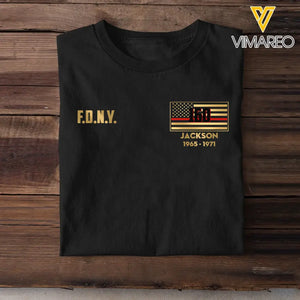 Personalized US Firefighter Red Line Flag Tshirt Printed QTKH1807