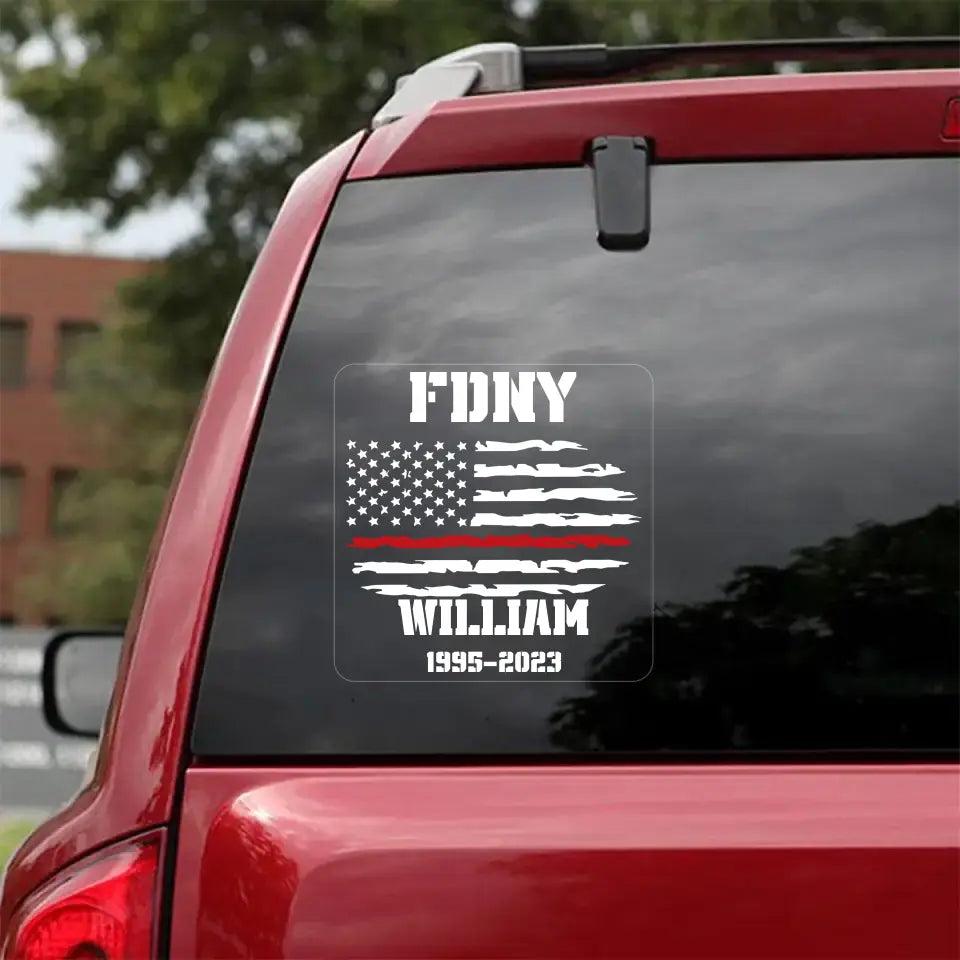 Personalized US Flag Firefighter Car Decal Printed 23JUL-DNL20