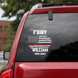 Personalized US Flag Firefighter Car Decal Printed 23JUL-DNL20