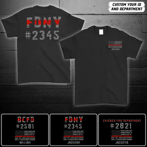 Personalized US Flag Firefighter Department & Name T-shirt Printed 23JUL-DNL21