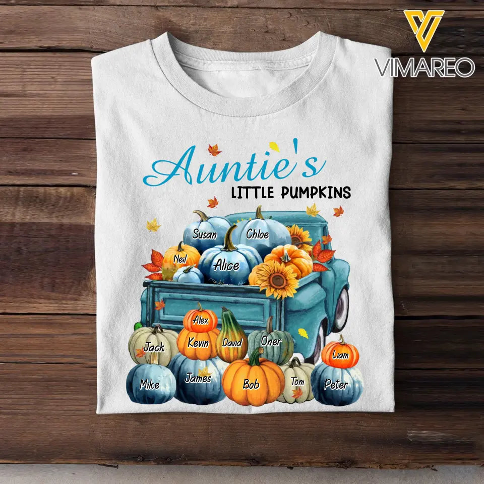 Personalized Fall Season Auntie's Little Pumpkins Car With Kid Names T-shirt Printed 23JUL-KVH10