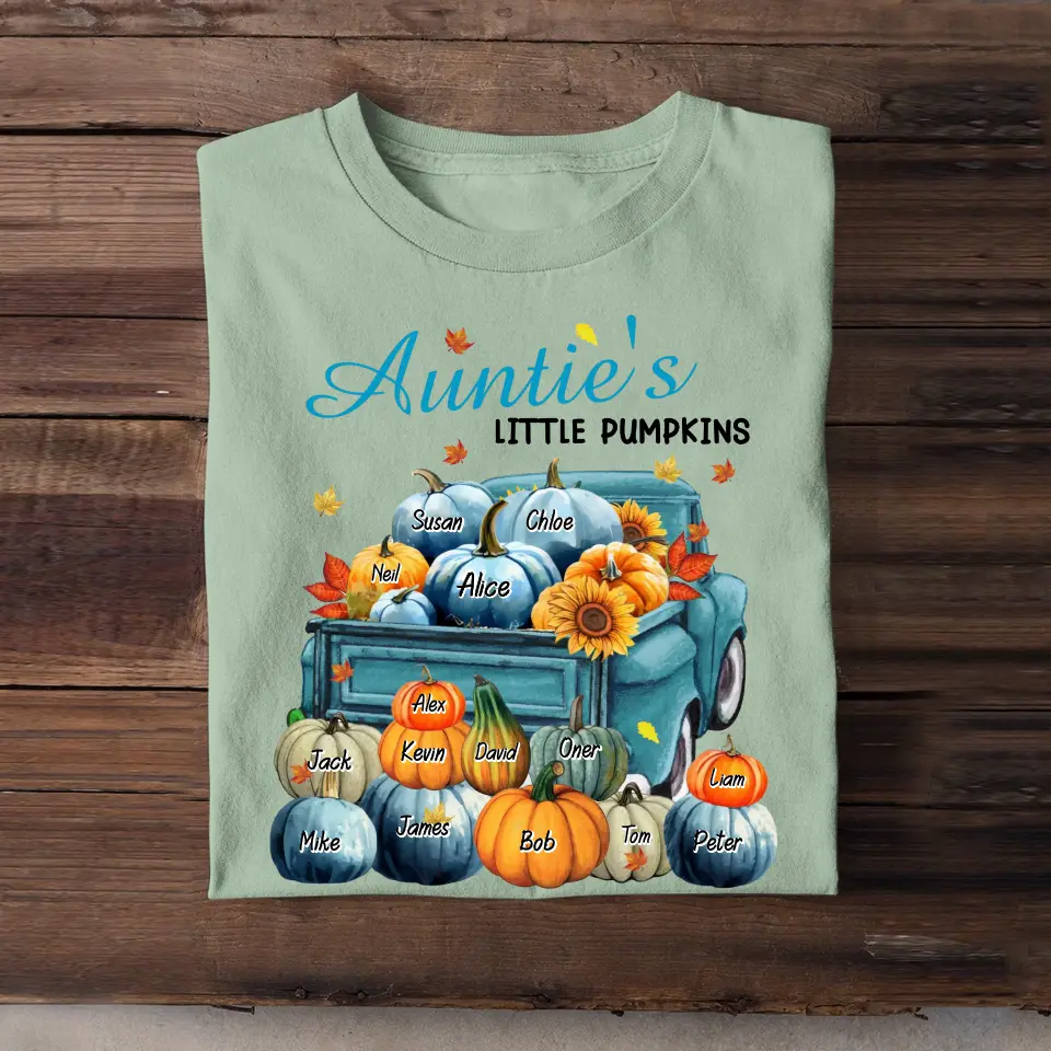 Personalized Fall Season Auntie's Little Pumpkins Car With Kid Names T-shirt Printed 23JUL-KVH10