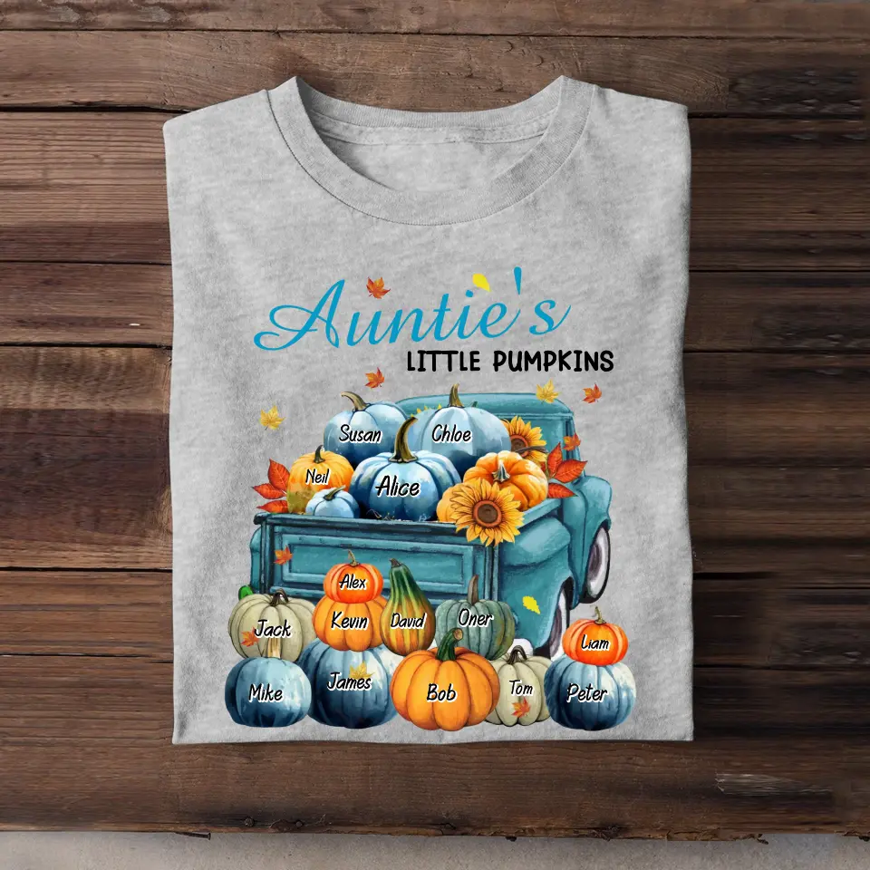 Personalized Fall Season Auntie's Little Pumpkins Car With Kid Names T-shirt Printed 23JUL-KVH10