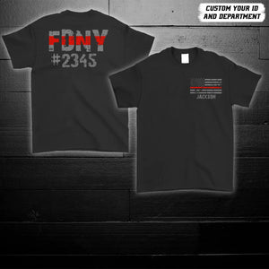 Personalized US Flag Firefighter Department & Name T-shirt Printed 23JUL-DNL21