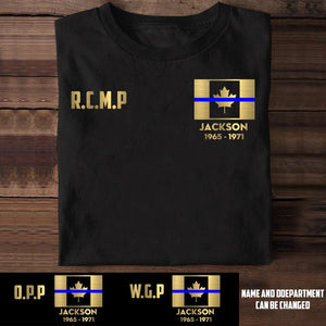 Personalized Canada Blue Line Flag Tshirt Printed QTKH257