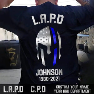 Personalized US Blue Line Spartan Flag Tshirt Printed 23JUL-PVD26