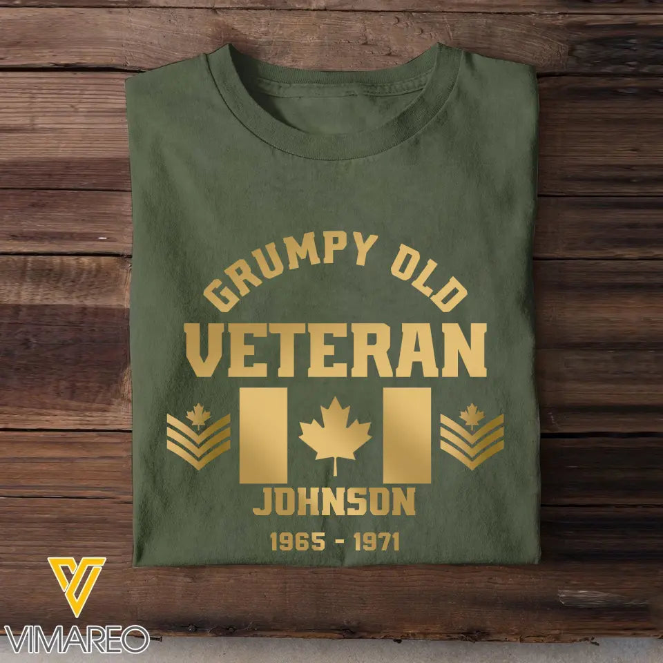 Personalized Canadian Rank Camo Flag Grumpy Old Man T-shirt Printed 23JUL-DNL25