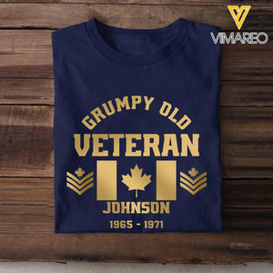 Personalized Canadian Rank Camo Flag Grumpy Old Man T-shirt Printed 23JUL-DNL25