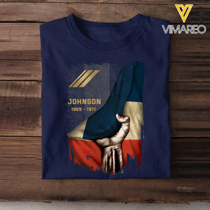 Personalized French Rank Camo Flag T-shirt Printed 23JUL-PN25