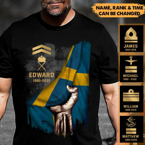 Personalized Swedish Rank Camo Flag T-shirt Printed 23JUL-PN25