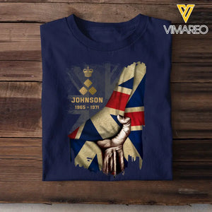Personalized UK Flag Rank Camo T-shirt Printed 23JUL-PN25
