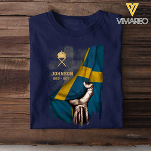Personalized Swedish Rank Camo Flag T-shirt Printed 23JUL-PN25