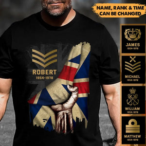 Personalized UK Flag Rank Camo T-shirt Printed 23JUL-PN25