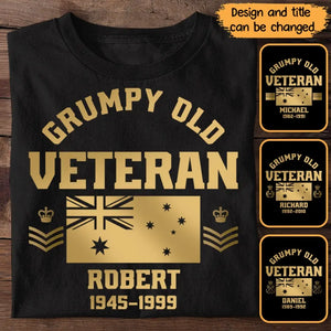 Personalized Grumpy Old VET UK Flag Rank Camo T-shirt Printed 23JUL-DNL25