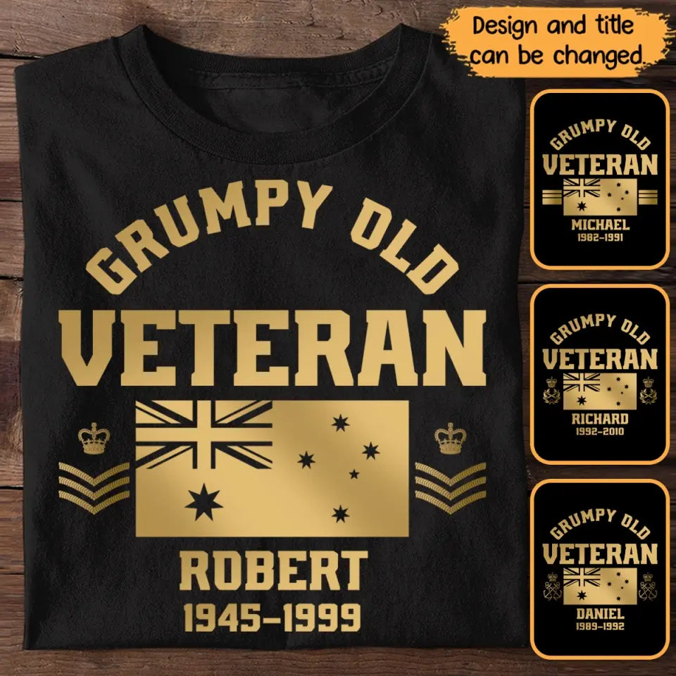 Personalized Grumpy Old VET UK Flag Rank Camo T-shirt Printed 23JUL-DNL25