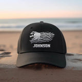 Personalized Silver US Flag with Name Cap Printed 23JUL-DNL26