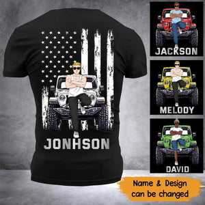 Personalized Man & Jeep Flag T-shirt Printed MTKVH2607