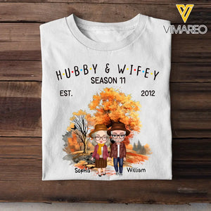 Personalized Fall Season Couple Hubby & Wifey Season 11 EST 2012 T-Shirt Printed HTHHN1407