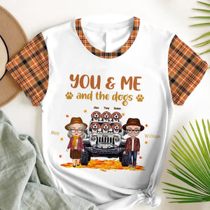 Personalzied You & Me And The Dogs Fall Season Couple 3D T-shirt Printed PNPVD1307