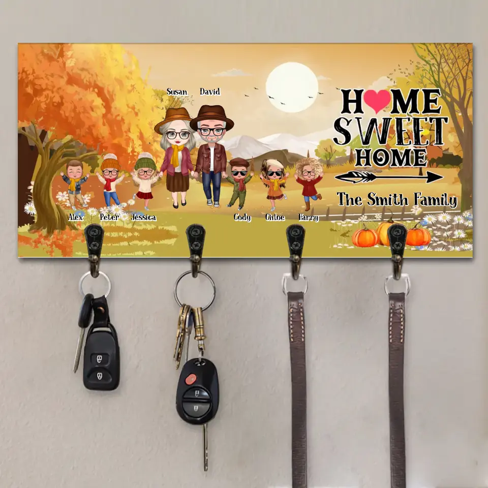 Personalized Home Sweet Home The Smith Family Key Holder Printed PNKVH1207