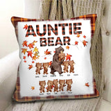 Personalized Fall Season Auntie Bear & Kid Names Pillow Printed HTHHN2023122