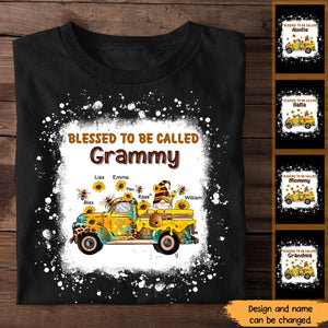 Personalized Blessed To Be Called Grammy Sunflowers Bee Gnome Car & Kid Name T-shirt Printed HTHHN23159