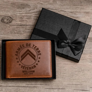 Personalized French Armed Force Leather Wallet QTPN23216