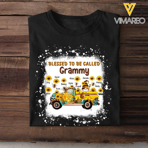 Personalized Blessed To Be Called Grammy Sunflowers Bee Gnome Car & Kid Name T-shirt Printed HTHHN23159
