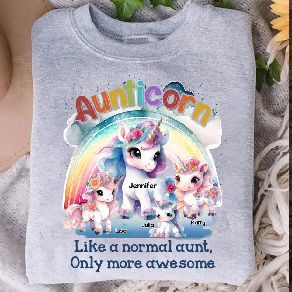 Personalized Aunticorn Like A Normal Aunt Only More Awesome Kid Names T-shirt Printed MTPN23229