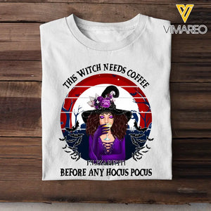 Personalized This Witch Needs Coffee Before Any Hocus Pocus T-shirt Printed HTHPD23209