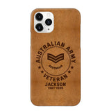 Personalized Australian Armed Force Leather Texture Phone Case Printed QTPN301