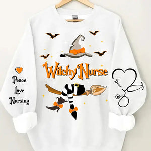 Personalized Witchy Nurse Printed Sweatshirt 23309HTHDNL