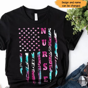 Personalized Nurse Flag Gift For Nurse T-shirt Printed HN23372