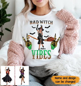 Personalized Bad Witch Vibes Halloween Gift Tshirt KVHMT23383
