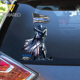 Personalized Blue Thin Line Knight Templar Warrior Car Decal LDMPTN23394