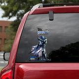 Personalized Blue Thin Line Knight Templar Warrior Car Decal LDMPTN23394