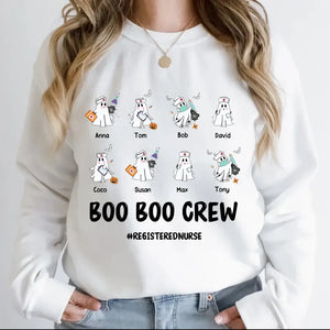Personalized Boo Boo Crew Ghosts with Kid Names Gift for Nurse Sweatshirt Printed HTHVQ23400
