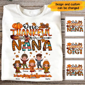 Personalized Fall Season One Thankful Mama Kid Names T-shirt Printed HTHVQ23450