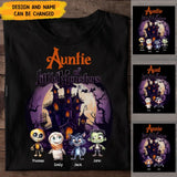 Personalized Auntie of Little Monsters Kid Names Halloween Gift T-shirt Printed VQ23455
