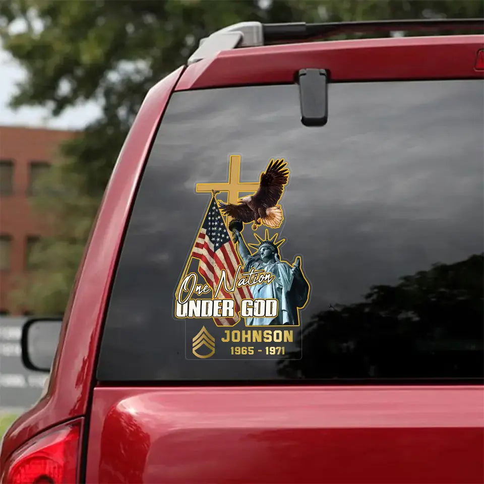 Personalized US Military One Nation Under God Decal Printed QTPN468