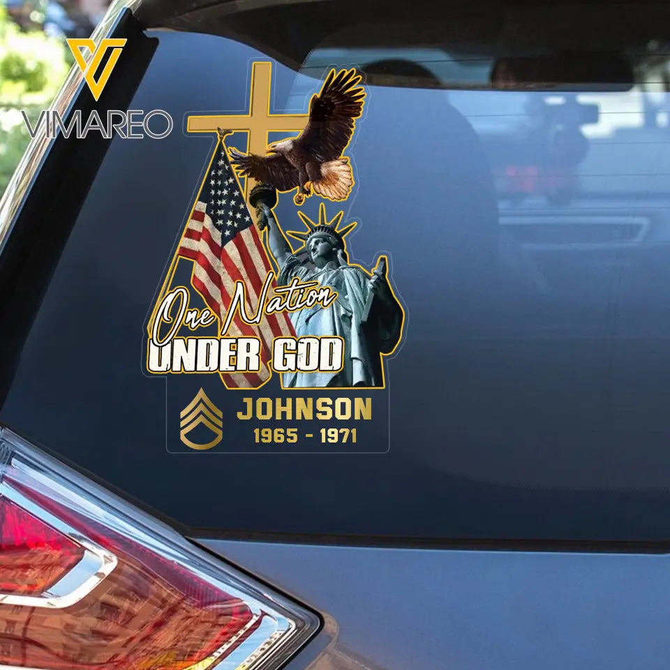 Personalized US Military One Nation Under God Decal Printed QTPN468