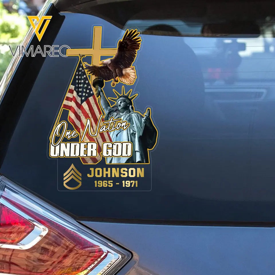 Personalized US Military One Nation Under God Decal Printed QTPN468