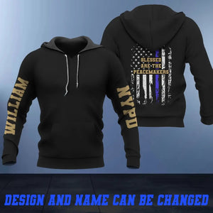 Personalized Blessed Are The Peacemakers US Police Hoodie 3D Printed QTHN23506