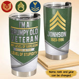 Personalized US Veteran I'm A Grumpy Old Veteran Tumbler Printed QTKH525