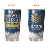 Personalized Canadian Veteran I'm A Grumpy Old Veteran Tumbler Printed QTKH525