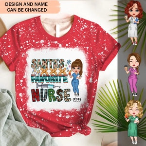 Personalized Santa's Favorite Nurse 3D T-shirt Printed HTHVQ23610